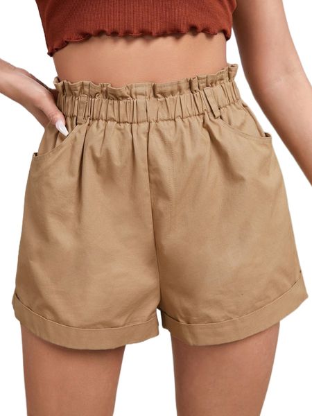 

paperbag waist slant pocket shorts v1hj#, White;black