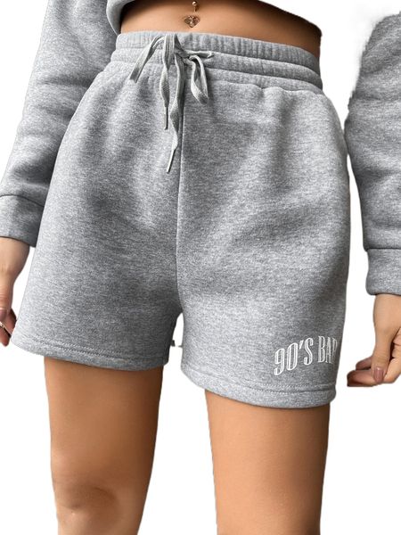 

letter graphic drawstring waist shorts x9im#, White;black