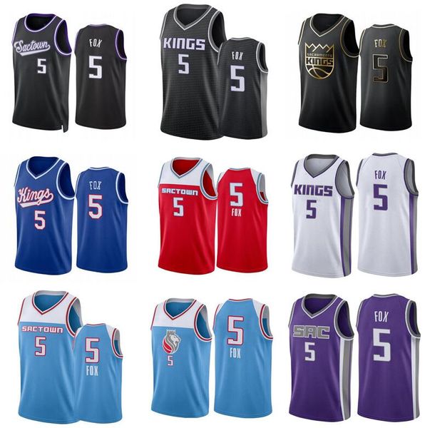 

de'aaron fox basketball jersey men youth s-xxl city version jerseys in stock, Black;red