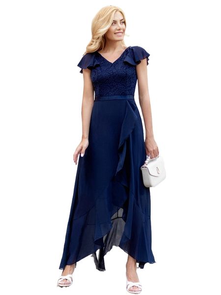 

miusol contrast lace ruffle trim wrap hem dress c19g#, Black;gray