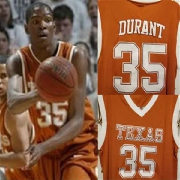 XFLSP Custom Texas Longhorns College Basketball Jersey Laranja Branco Costura Qualquer Nome Número 35 Kevin Durant Jericho Sims Mens Women Youth