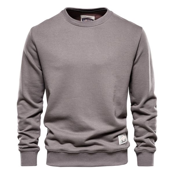 

aiopeson streetwear cotton men's sweatshirt casual solid color long sleeve spring men quality classic mens clothes 220325, Black