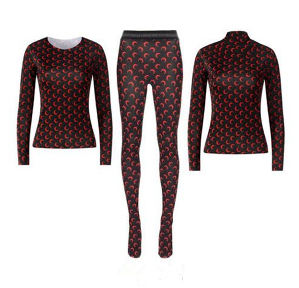 

2020ss loog sleeve marine serre sets leggings pants bottoming t shirt women overlapping half moon tight tees girl tshirt, Black