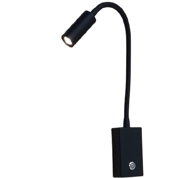 

ch switch light wall lamp touch dimming flexible arm focused lens inbuilt driver 3w 200lm for bedside rv boat surface mount nightstand ac100