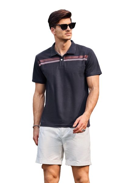 

men contrast striped polo shirt s4ho#, White;black