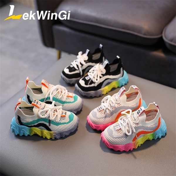 

size 21-30 chidren shoes boys girls sport shoes for girls breathable knitting baby sneakers soft multicolored soles kids shoes 220425, Black;red