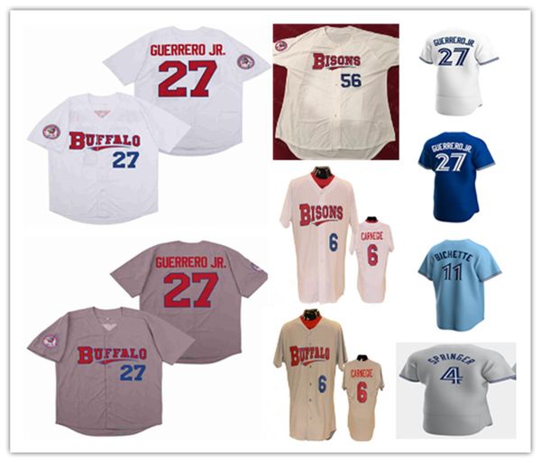 

custom buffalo bisons vladimir guerrero jr.jersey randal grichuk cavan biggio patterson michael de la cruz bo bichette anthony alford lourde, Blue;black