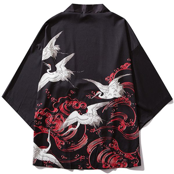 

2022 man japanese traditional orient ethnic cardigan kimono haori women man thin loose ukiyo-e outfits asian streetwear, Red