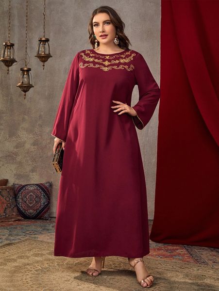 

plus floral embroidered tunic dress 57oa#, Black