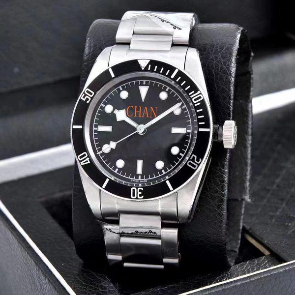 

men's 41mm watch automatic mechanical movement 316l stainless steel sapphire mirror casual wristwatch, Slivery;brown