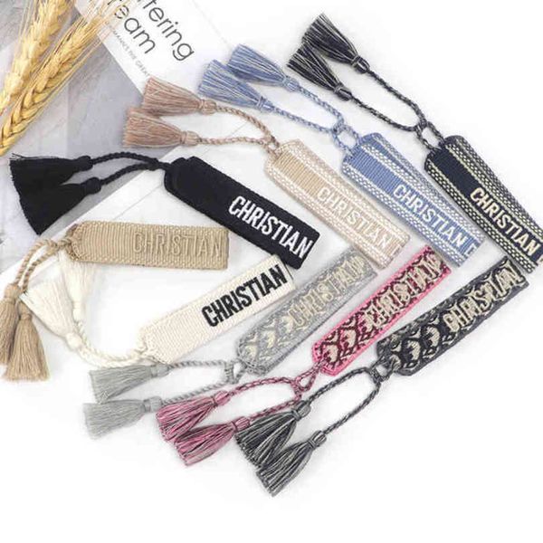 

fashion classic brand jewelry bangles women men handmade cotton signture embroidery bracelet designer woven bangle fabrics luxury bracelets, Black