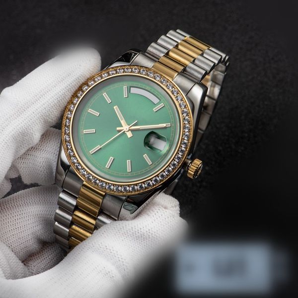 

automatic mechanical mens watches 41mm bezel stainless steel women diamond watch lady watch waterproof luminous wristwatches gifts, Slivery;brown