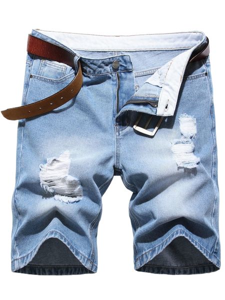

men ripped denim shorts without belt 71sx#, White;black