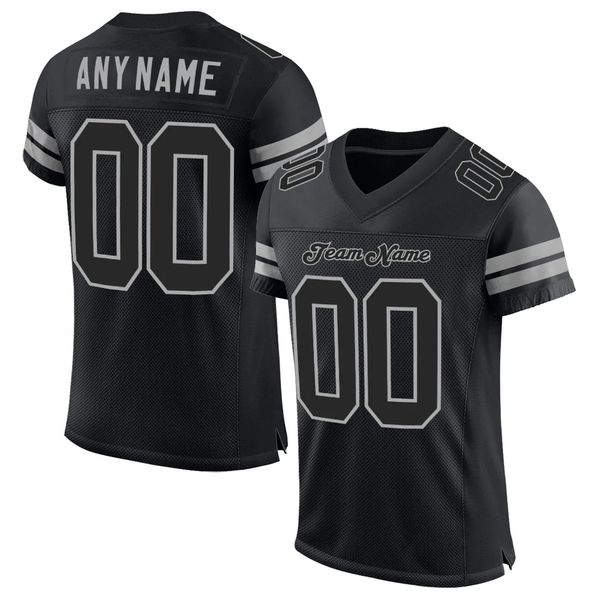 

custom black black-gray mesh authentic football jersey