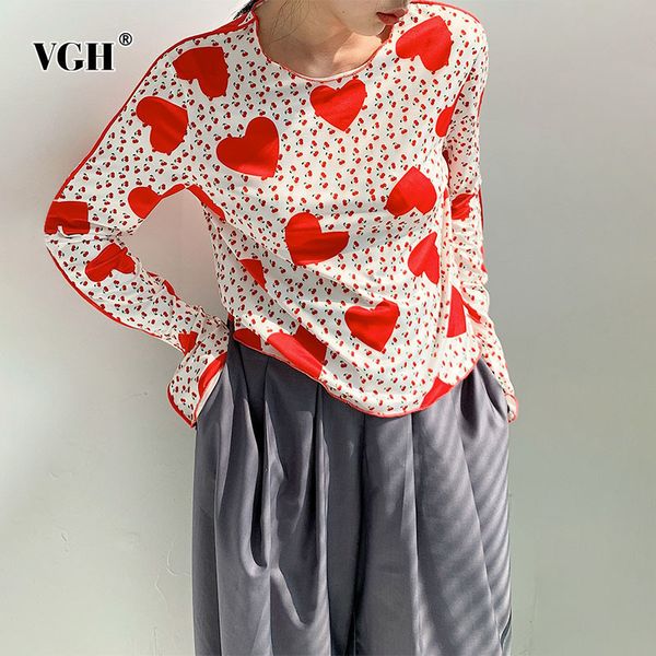 

vintage print t shirt for women o neck long sleeve hit color casual straight shirts female spring fashion clothes 210507, White