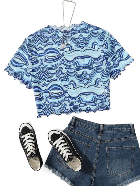 

plus allover print lettuce trim mesh b1bf#, Black