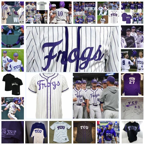 2022 NCAA Custom TCU Horned Frogs Baseball Jersey 18 BOBBY GOODLOE 19 REED SPENRATH 20 CAM BROWN 21 GARRETT WRIGHT 22 LOGAN MAXWELL 25 TOMMY SACCO 26 BRAXTON PEARSON