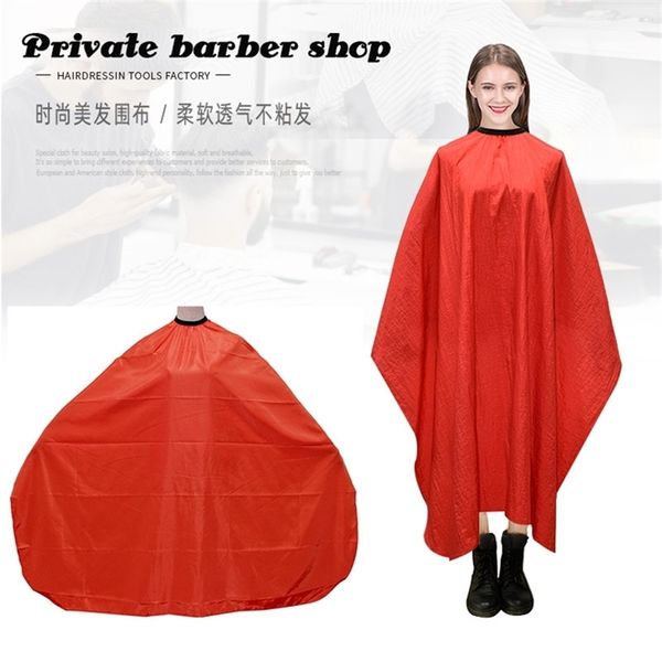 Avental vermelho puro para corte de cabelo de pano antiaderente de cabeleireiro respirável de cabeleireiro macio e fácil de cabelo limpo 220621