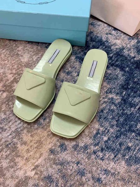 

triangle flat 2022 summer new one line waterproof beach casual slippers women, Black