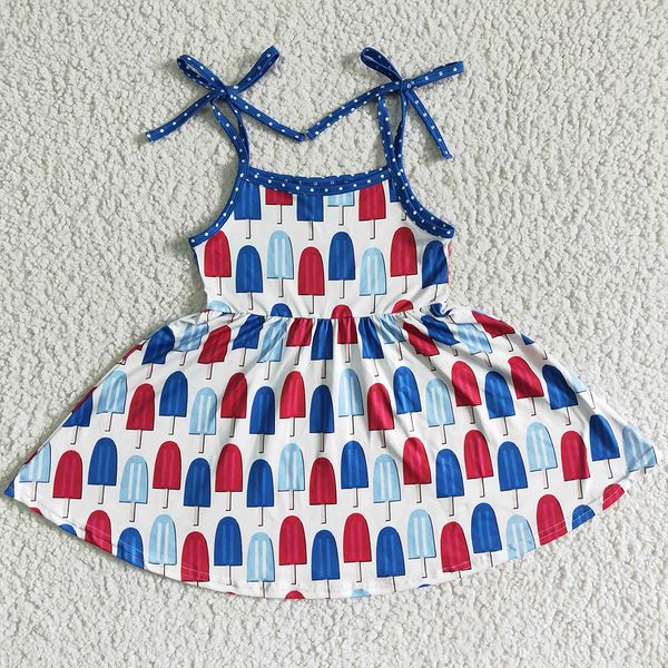 

4th of july girls dress infant kids summer clothing milk silk star boutique toddler baby girl twirl dresses new, Red;yellow