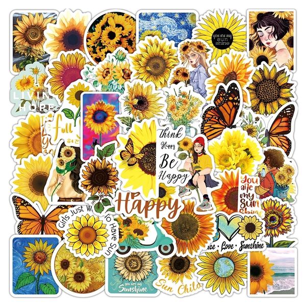 

new waterproof 10/30/50pcs cartoon sunflower you are my sunshine graffiti stickers lapguitar motorcycle phone decals sticker toy car sticker