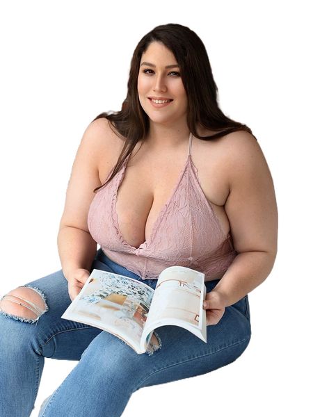 

plus tie back lace bralette j4x0#, Black;white