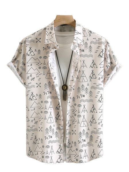 

men random eye & geo print shirt without tee l2hn#, White;black
