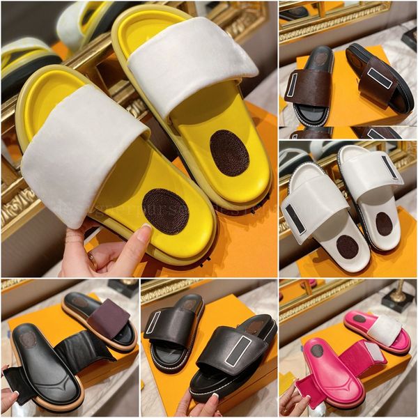 

sunset flat sandals women pool pillow comfort slipper lady nylon strap mule designer men leather sunset flat rubber outsole slide sandal com, Black