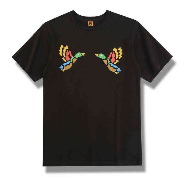 

human made high street t-shirt flying duck printed slub cotton hip hop loose leisure teest220721, White;black
