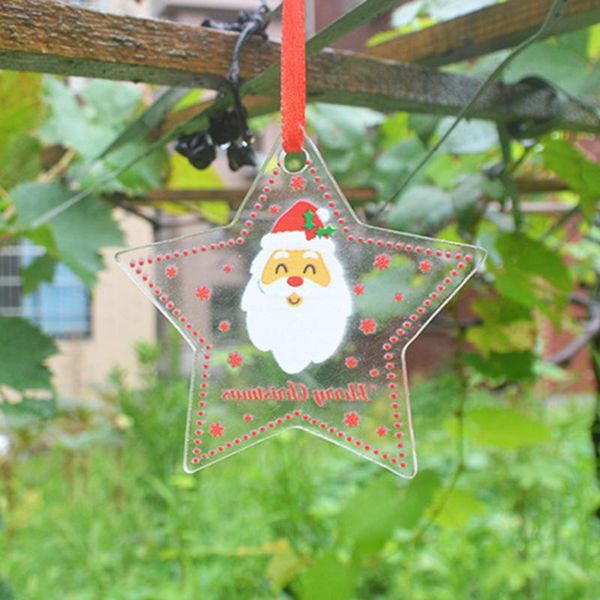 Decorações de Natal Árvore pendurada Ornamento Pingente de estrela fofa pintada de acrílico Decoração de temas para o quarto de casa TS2CHRISTMAS