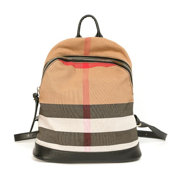 

2022 new women's bag canvas plaid contrast leisure backpacking outdoor backpack academic style