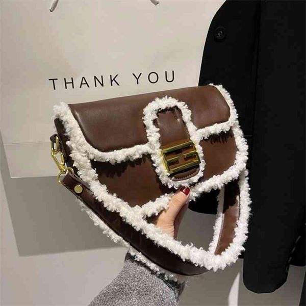 

2022 luxury bags autumn net red plush women's versatile one armpit small square bag