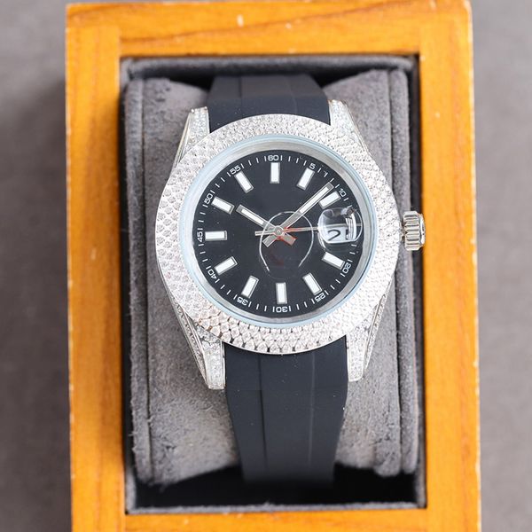 

montre de luxe mens watch automatic mechanical watches 40mm diamond bezel waterproof fashion business wristwatches, Slivery;brown