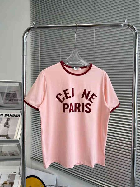 

cel home salin spring summer new round neck gorgeous powder flocking craft versatile cotton women's t-shirt, White