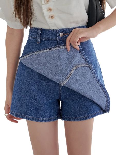 

dazy high waist washed denim skort w9qb#, White;black