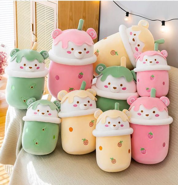 

25/30/40cm super soft bubble tea plush toy cute bear pink green yellow pillow stuffed toys birthday gift