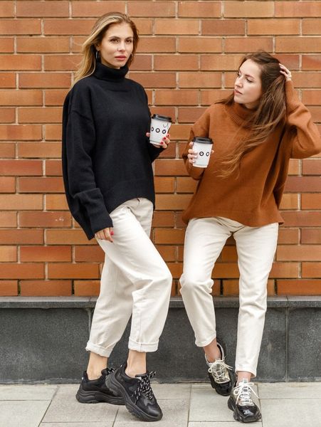 

high neck drop shoulder sweater u9lm#, White;black