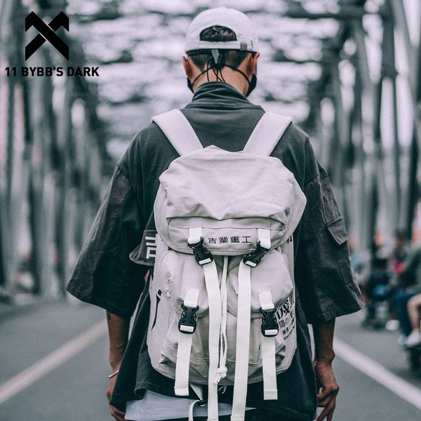 

11 bybb's dark hip hop men's backpacks women hasp vintage ribbon korean canvas streetwear harajuku backpacks school bags 220323