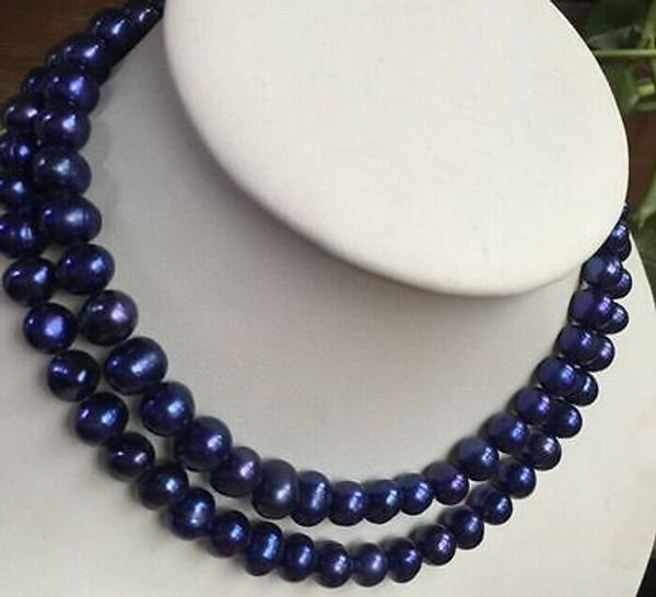 

single9-10mm south sea baroque black blue pearl necklace 32&quot14k, Silver