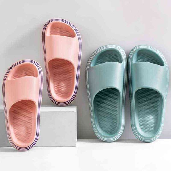 

summer home men bathroom slippers soft eva thick sole lovers shoes sandals sandalias mujeres chaussure slides femme pantuflas t220728, Black