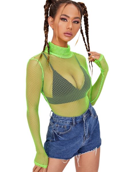 

high neck mesh without camisole 69by#, White