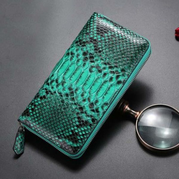 Brieftaschen Kafandi Python Leder Dame Geldbörse Lange Reißverschluss Große Kapazität Frauen Clutch Bag Mode Trend Brieftasche