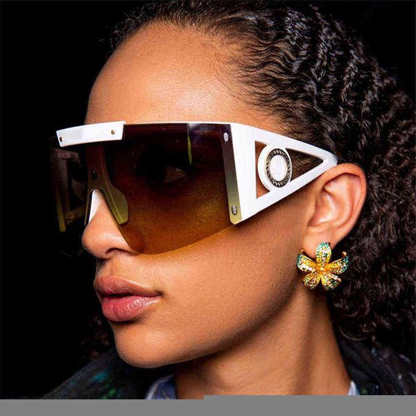 

2022 design big frame oversized sunglasses women luxury brand large flat sun glasses trendy square gradient shades, White;black