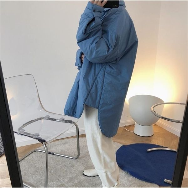 

designer women parka coat long sleeve turn down collar pullover jacket women fashion slim long cotton jacket outerwear 201210, Black;brown