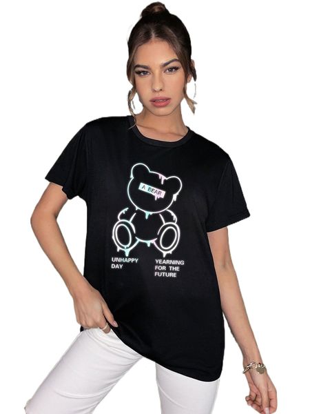 

cartoon & letter print tee l0ik#, White