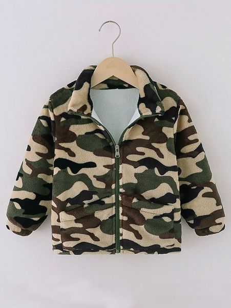 

toddler boys camo print zipper flannel coat she, Blue;gray