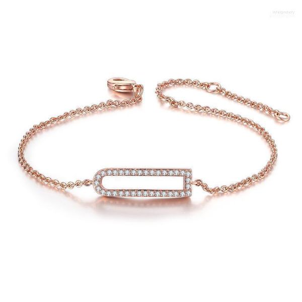 

link for women simple geometric hollow cubic zirconia rose gold silver color party gift fashion jewelry inte22link chain, Black