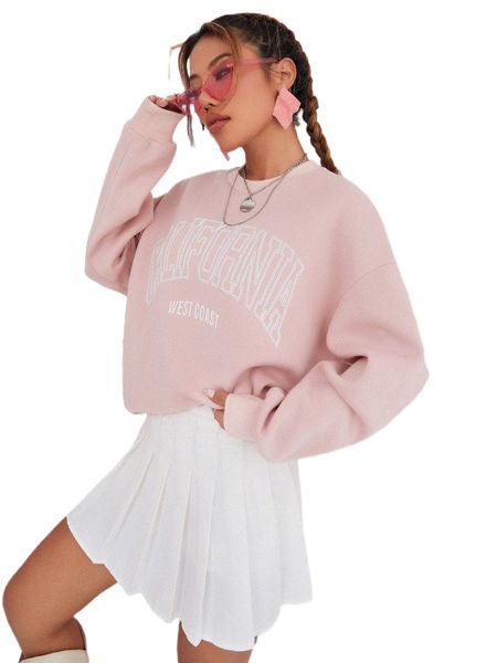 

letter graphic drop shoulder sweatshirt f9lm#, Black