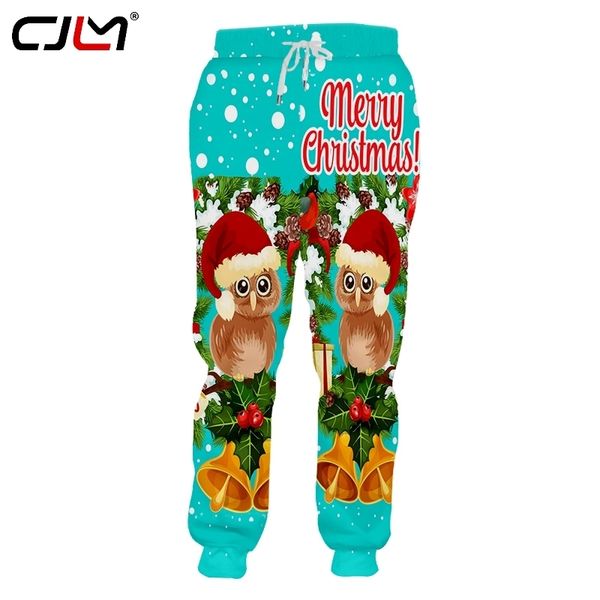 

cjlm men's 3d printed lovely owl bell clothing trend man pants christmas loose 6xl sweatpants 220622, Black