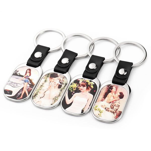 Mode Wärme Tringstern DIY Sublimation Blanker Keychains Leder Quadratrunde Ovaler Schlüsselbund Fotorrahmen Keyring versilberte Legierungslegierauto Key Ring Souvenir Schmuck Schmuck